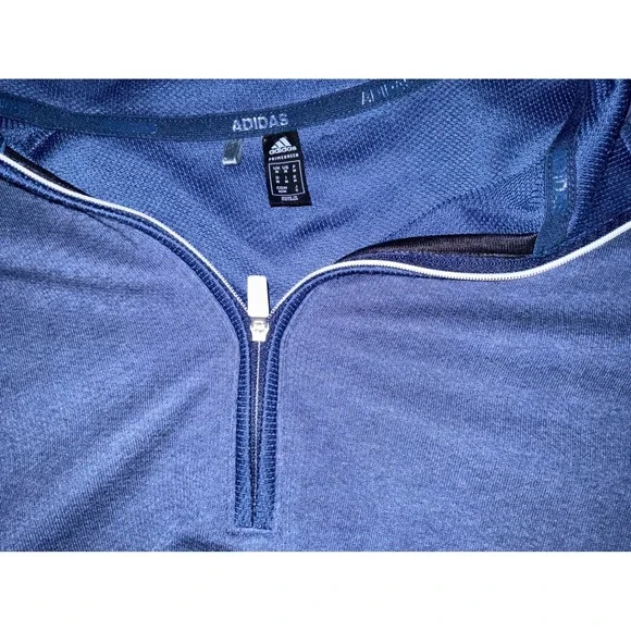 Adidas Primegreen Mens Quarter Zip Pullover Navy Blue Athletic Sweatshirt M