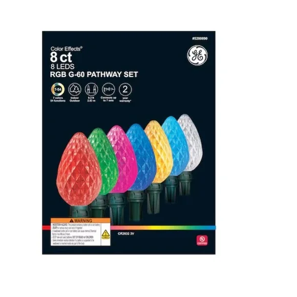 8 GE Color‎ Effects RGB G-60 LED Multicolor Multi-function Pathway Light Bulbs