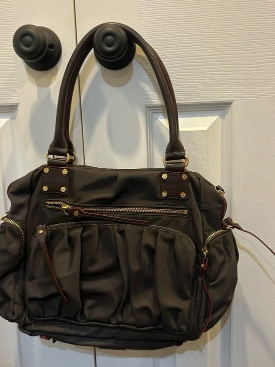 MZ Wallace Shoulder Bag with Gold Hardware and red detail