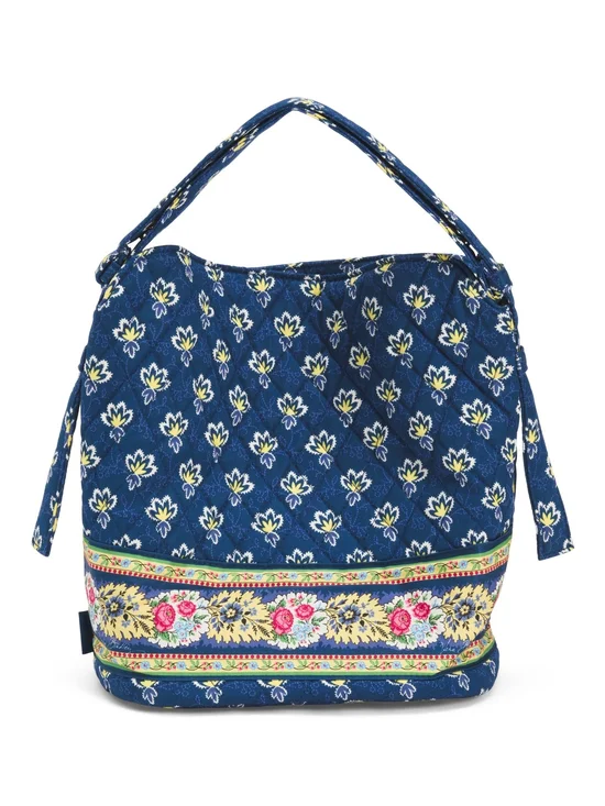 Vera Bradley Navy Quilted Shoulder Bag with Floral Band