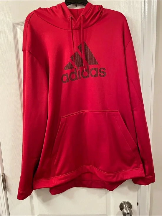 adidas Red Hoodie with Black Logo