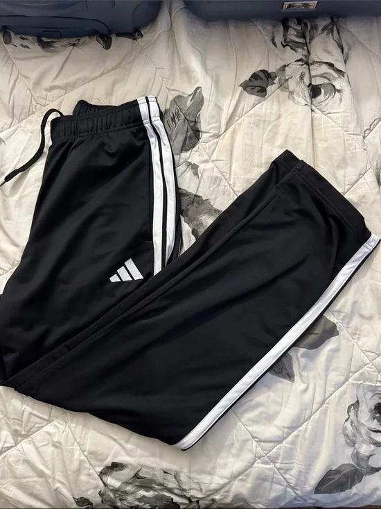 adidas Black Jogger Sweatpants with White Stripes