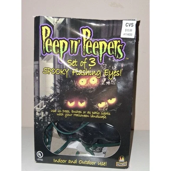 Peep Peepers Set of 3 Spooky Flashing Eyes Halloween Lights Indoor Outdoor Teste