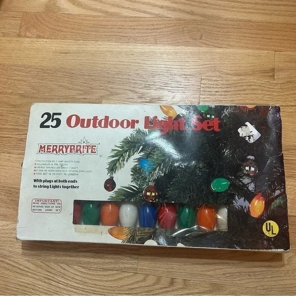 Vintage Merrybrite C9 Christmas Light Set 25 Bulbs Multi Color Holiday Decor