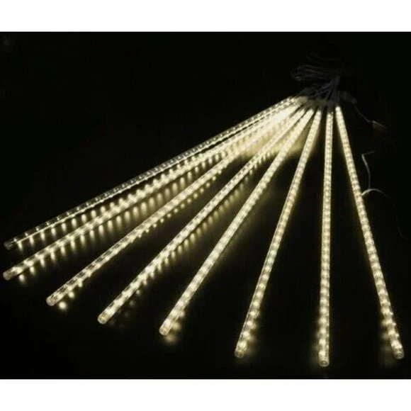 Meteor Shower LED Lights 6 Strand Cool White Dream Drop Falling Tube Set of 4