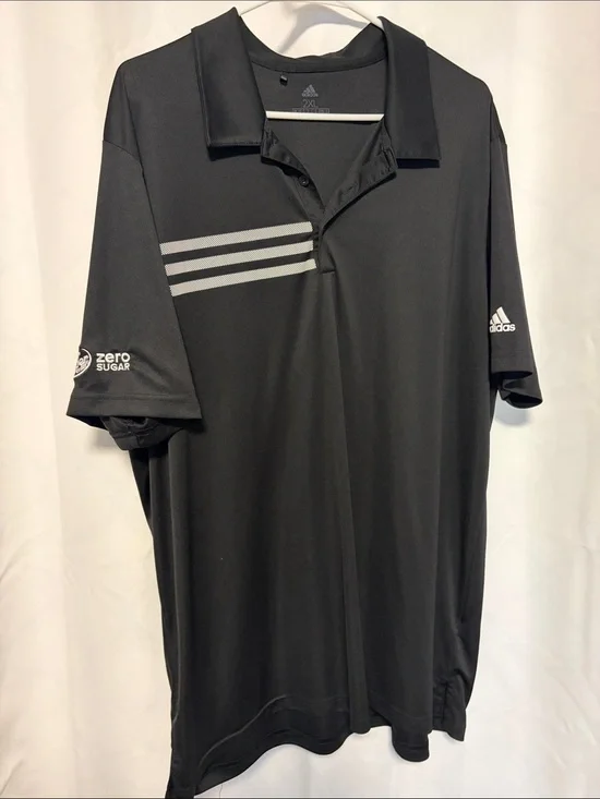 adidas Dr.Pepper Zero Black Polo with Grey Stripe Detail