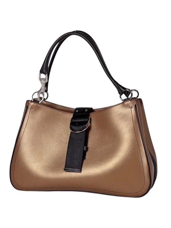 Dior Handbag Hardcore Rhinestone Enamel Leather Brown