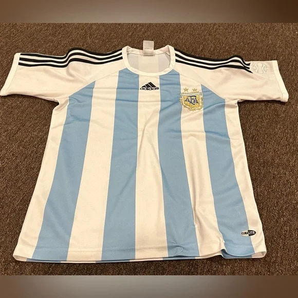 EUC Men’s S Adidas Climalite AFA Jersey blue short sleeve tee shirt soccer top