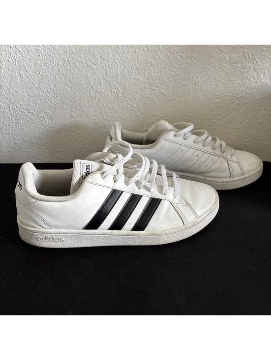 Adidas Hoops 2.0 White Sneakers Low Top Casual Shoes EE7968 Size US Men 9.5