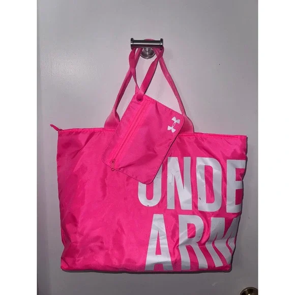 Under Armour Power In Pink Tote Bag Neon Pink Breast Cancer Awareness Gym Pouch