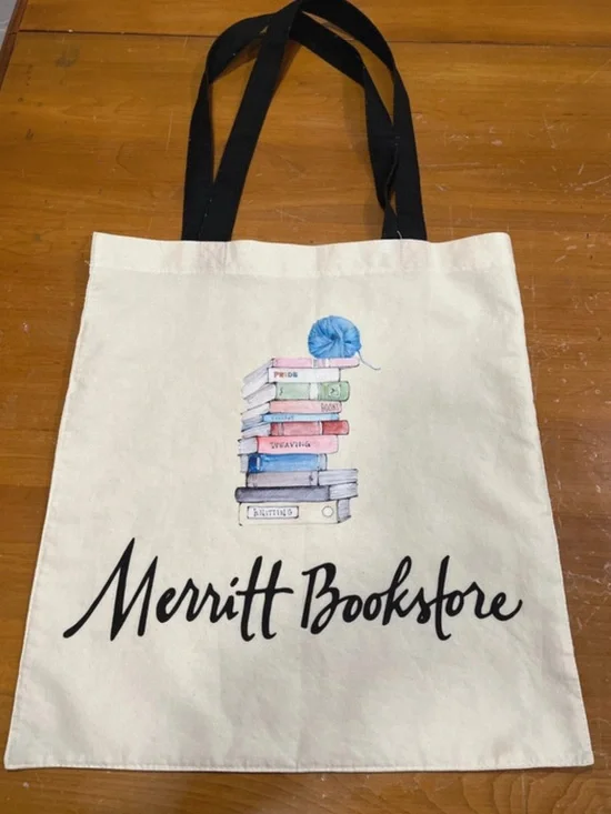 Merritt Bookstore Tote Bag, Cream with Black Handles