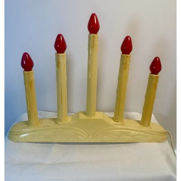 Vintage Christmas GE 5 Light Candolier Candelabra Window Lights w/Box WORKS