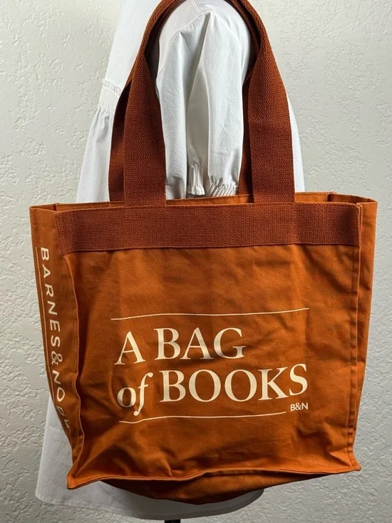 Barnes & Noble Terracotta Canvas Tote Inside Pockets EUC #BookTok‎