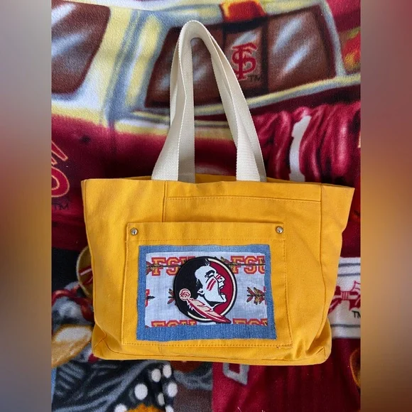 Wild Fable Florida State University Handcrafted Yellow Tote with Patches