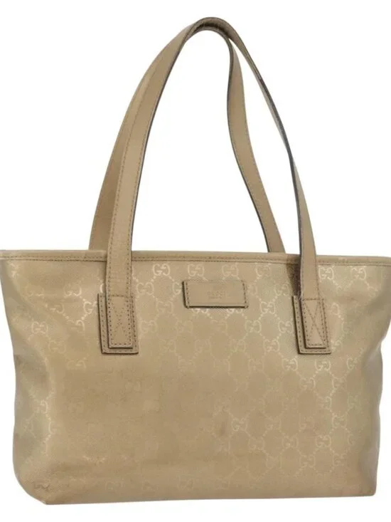 GUCCI GG Implementation Tote Bag PVC Gold 211138 Auth 175419