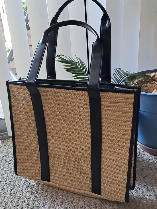Skin Medica Tan And Black Tote / Beach Bag