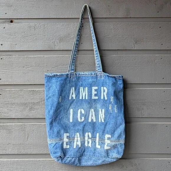 American Eagle Outfitters Distressed Denim Tote Y2K Retro 90s