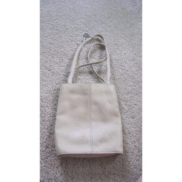 FOSSIL Cream Leather Purse 75082 Small Tote Style 9 1/2 Tall Two Handles‎