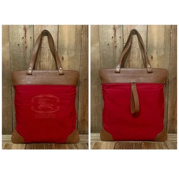 Burberry Stowell Roll Up Canvas &‎ Leather Tote with Free COA, Dust Bag