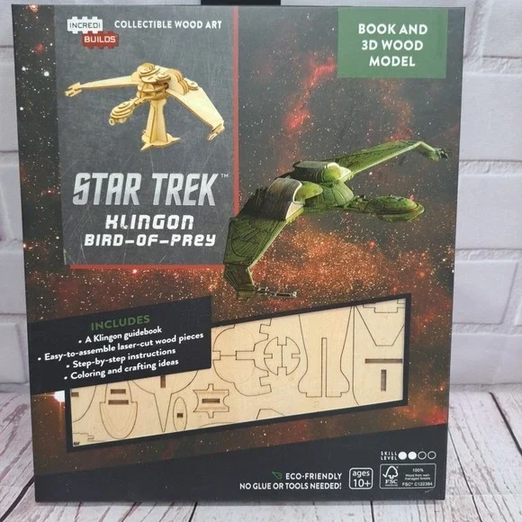 Star Yrek Klingon Bird Of Prey 3D Wood Model And Book