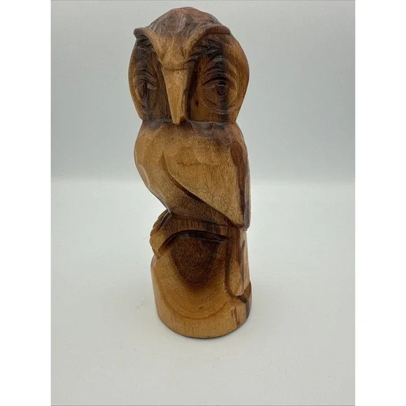Unique Hand Carved Wooden Owl 6.5