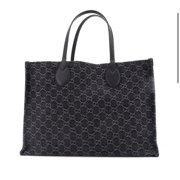 Gucci Ophidia Shopper Tote GG Black Denim - Large