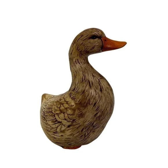 Vintage 1989 Sarah Matzke Hand Painted Ceramic Duck Figurine Folk Art Signed 5