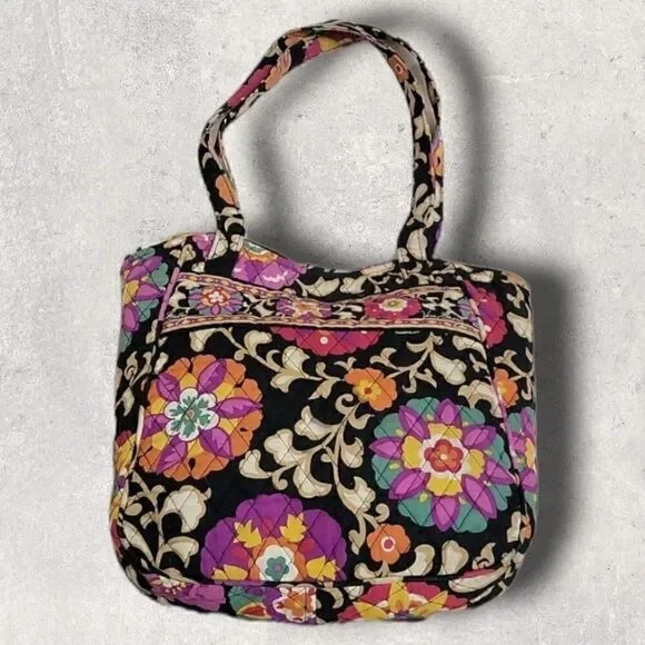 ** HOST PICK** VERA BRADLEY SUZANI HOLIDAY BLACK FLORAL TOTE BAG (RETIRED)