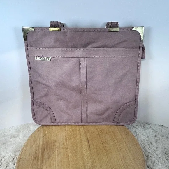 Super Spacers Tote Bag Mauve Purple Top Handle Gold Accents Travel‎ Purse