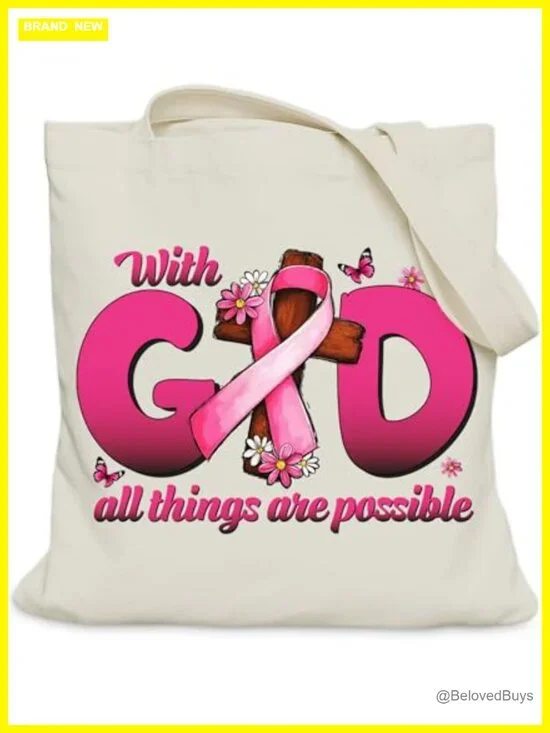 Canvas Tote Bag with Inner Pocket for Church Bible Study Medium