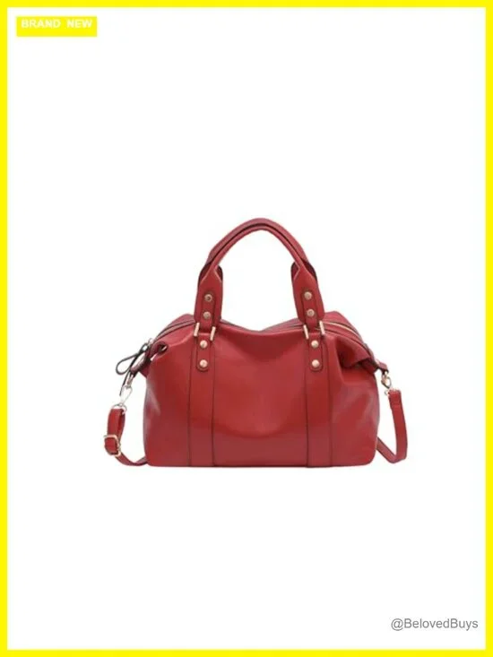 Vegan Leather Tote Bag Satchel Shoulder Bag Travel Purse Compartments