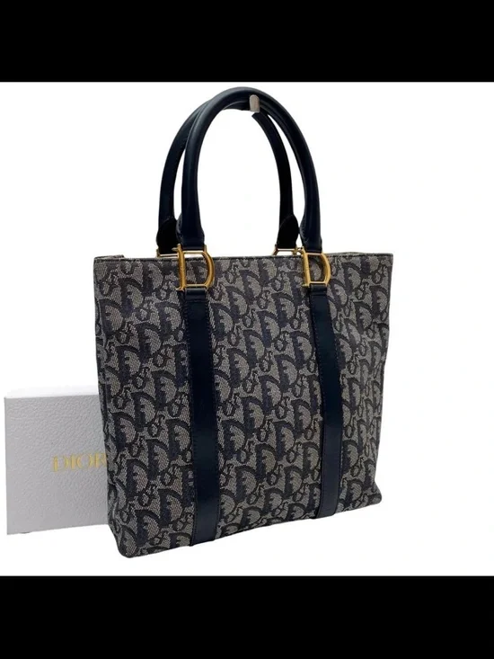 Dior Navy and Beige Monogram Tote