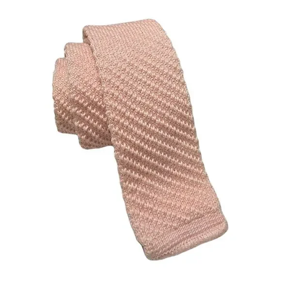 John Henry 100% Cotton Men's KNIT Tie Pink Square End USA 51 1/2