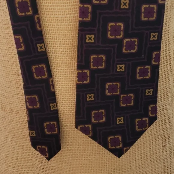 Burberry silk tie blue and purple geometric