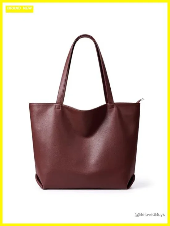 Soft Vegan Leather Tote Bag Large Casual Hobo Handbags Zipper Shoulder Work