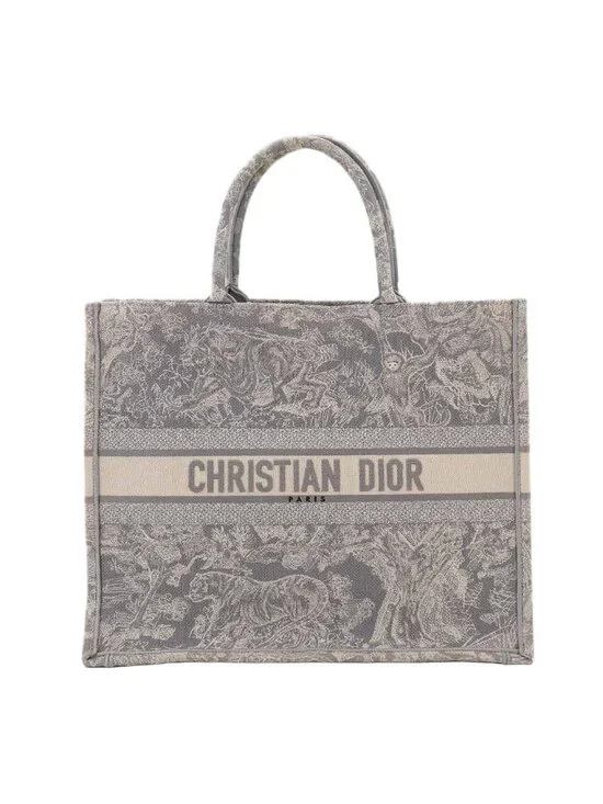 Dior Toile de Jouy Book Tote Large Canvas Gray Ecru