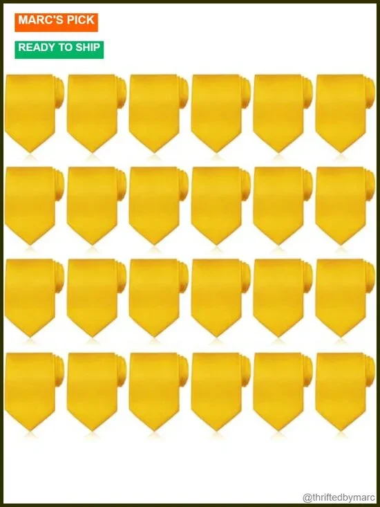 Set of 24 Solid Satin Neckties for Business Formal Wedding
