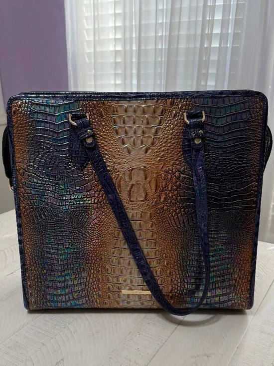Brahmin Melbourne Croc Embossed Leather- BLUESTONE OMBRE MELBOURNE