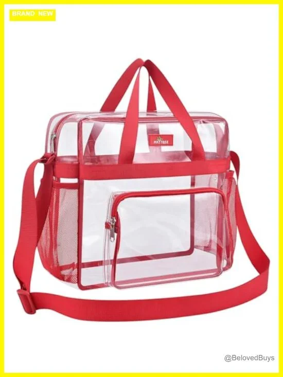 Clear Tote Bag Stadium Approved PVC Satchel Crossbody Work Sport
