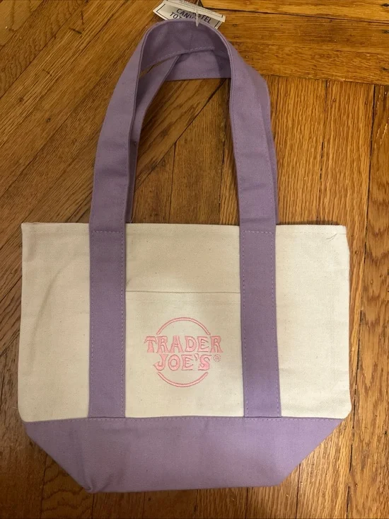 Trader Joe's Lavender and Cream Canvas Tote