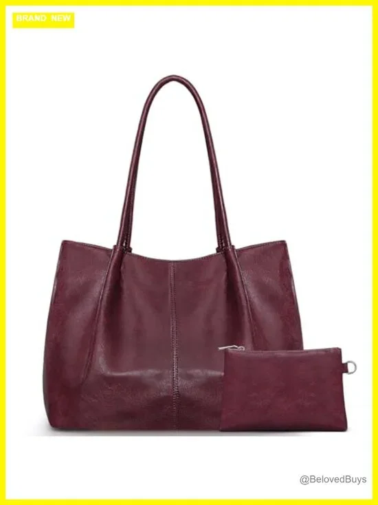 Large Vegan Leather Tote Bag for Women Work Shoulder Travel