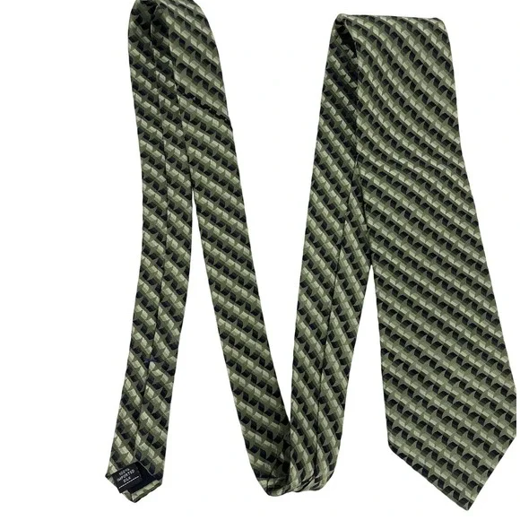 Croft & Barrow Mens Green‎ Geometric Silk 4 x 59