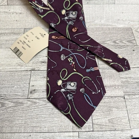 NEW Silk Vintage Nicole Miller‎ 1998 Doctor Medical Healthcare Medicine Neck Tie