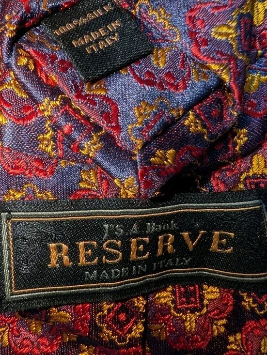 Jos A Bank Reserve Tie Silk Italy Red Purple