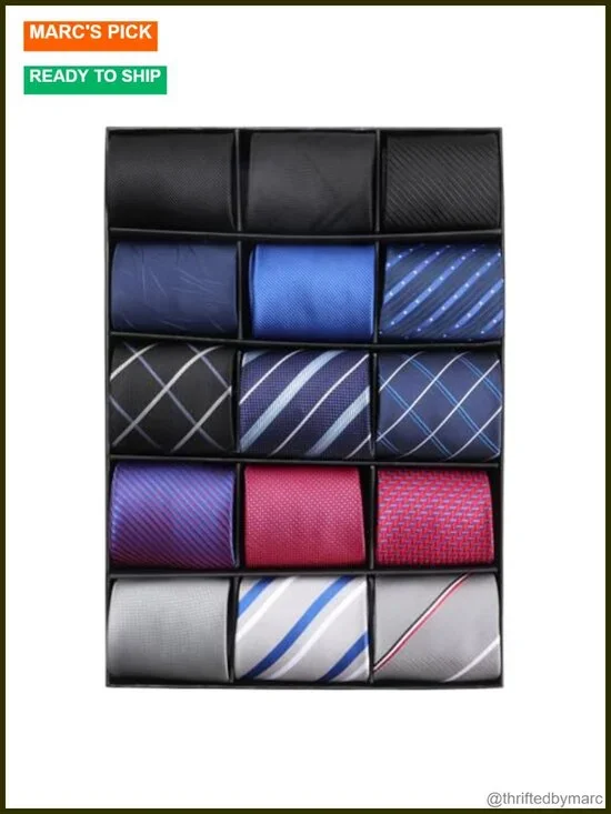 15 Pcs Classic Jacquard Woven Necktie Set for Men - Formal Business Party Ties