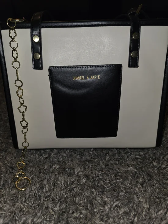 Black and Cream Structured Tote
