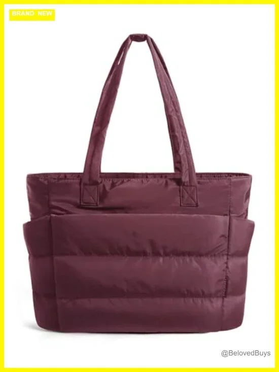 Lightweight Puffy Tote Bag with Compartments Shoulder Bag Handbag for Travel,
