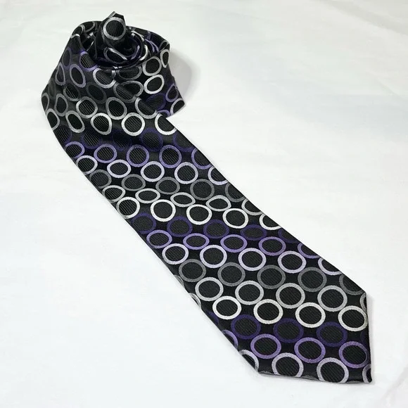 MICHAEL KORS Men's 100% Polyester Tie Purple Geometric‎ ~ NEW MSRP: $69.50