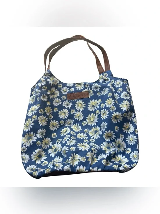 American Eagle Blue Daisy Floral Canvas Tote Bag