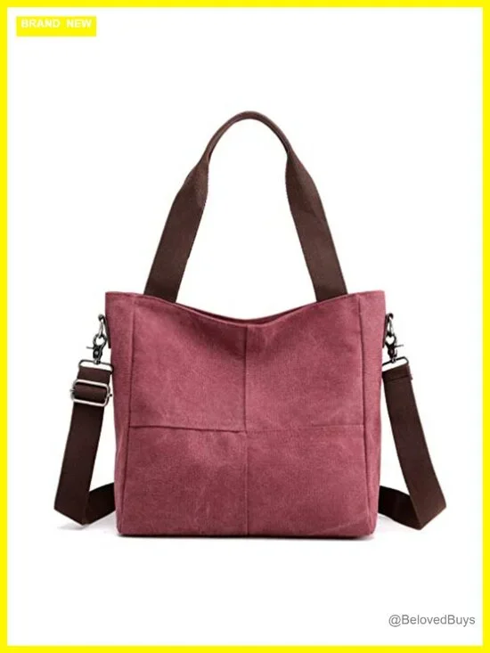Canvas Tote Bag Shoulder Crossbody Work Travel Small Satchel Purse